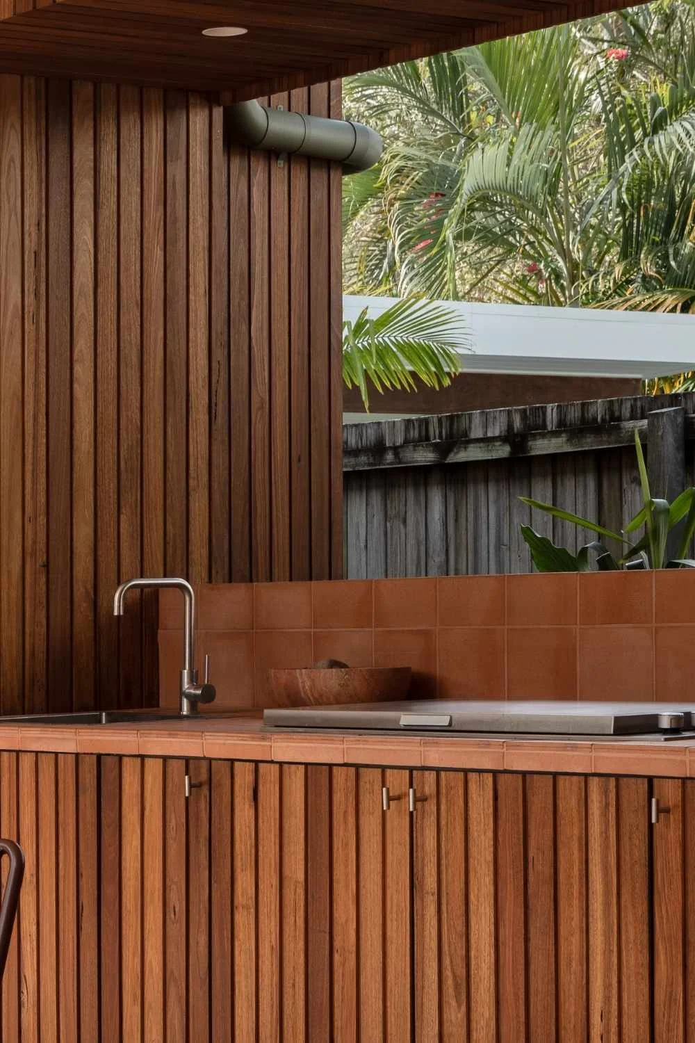 Stainless Steel Applications Timber Square Spout Outdoor Area