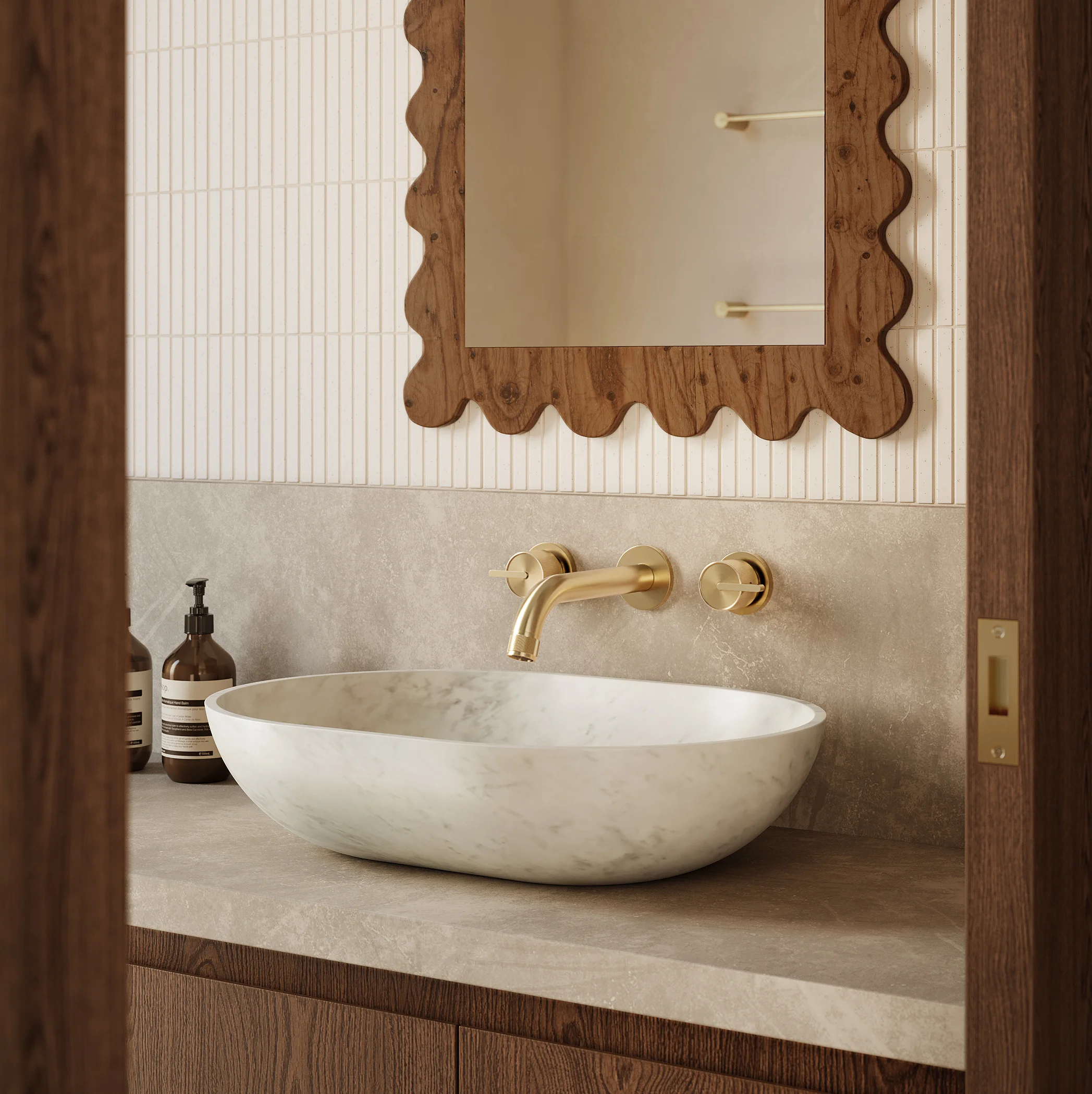 Pedra Oval Basin Carrara Marble V1
