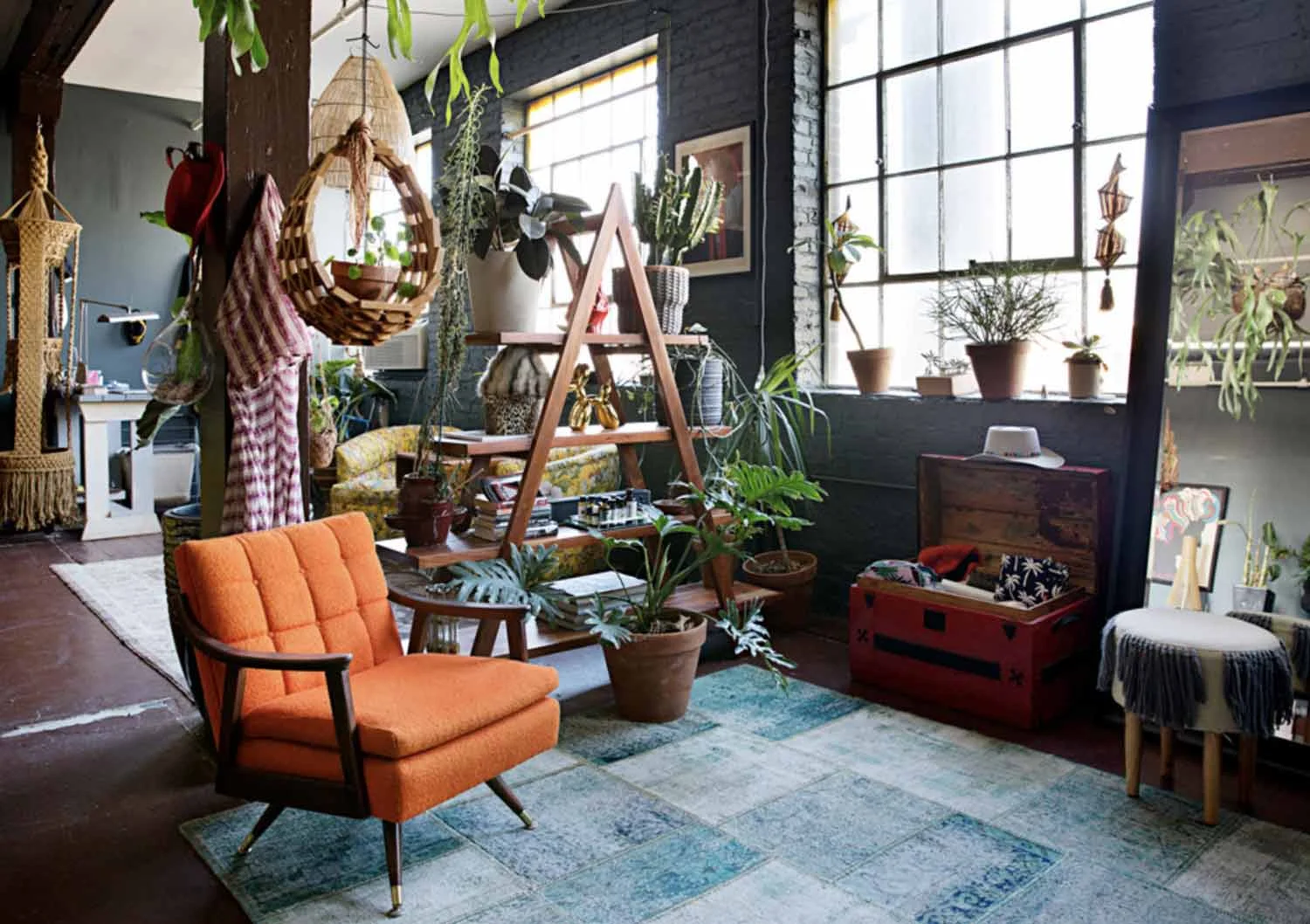 Maximalist hipstoric interior design in this loft style apartment