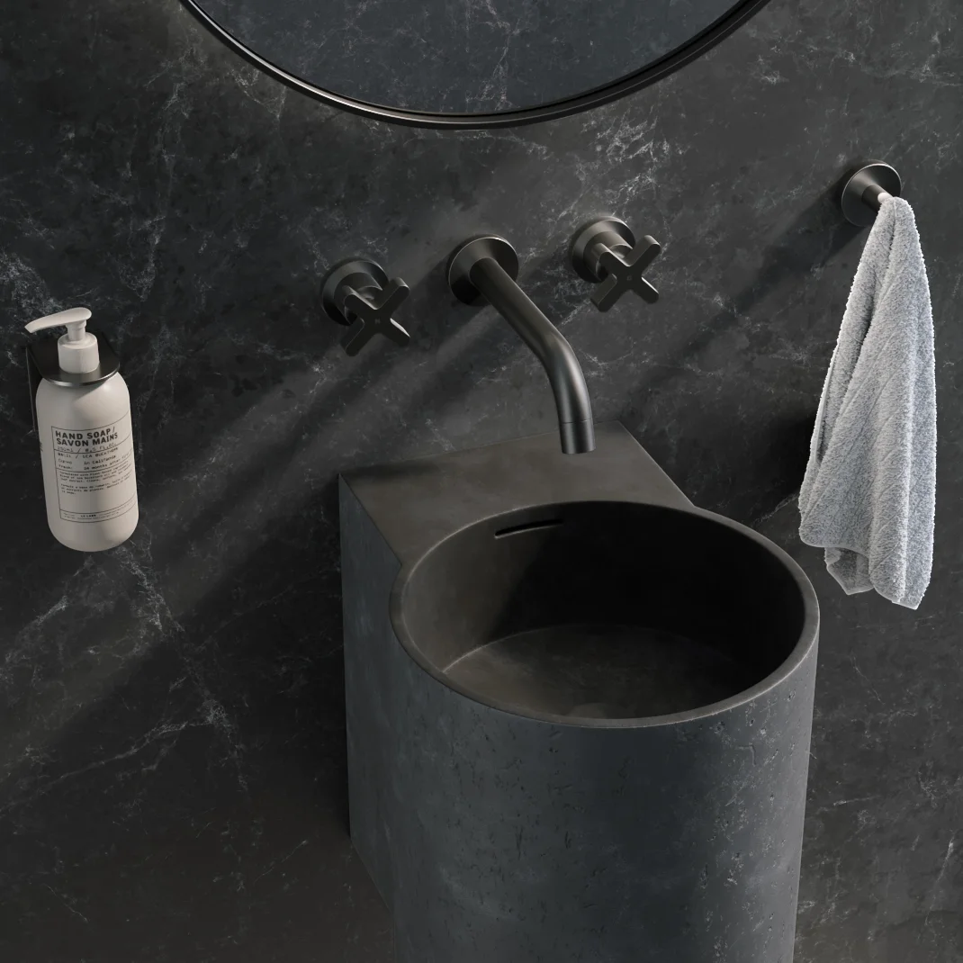 Side Angle Atelis Wall Mounted Basin Grey