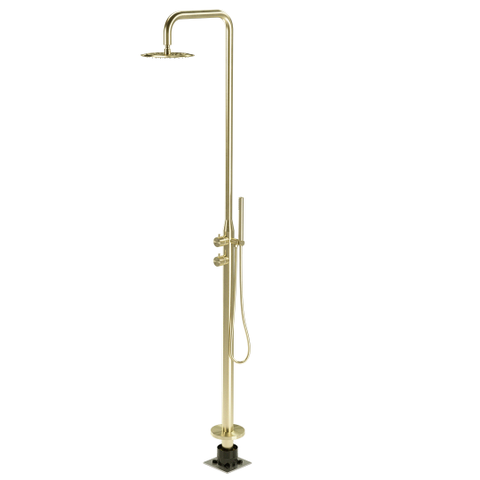 Sola Freestanding Outdoor Shower Set - Brushed Brass