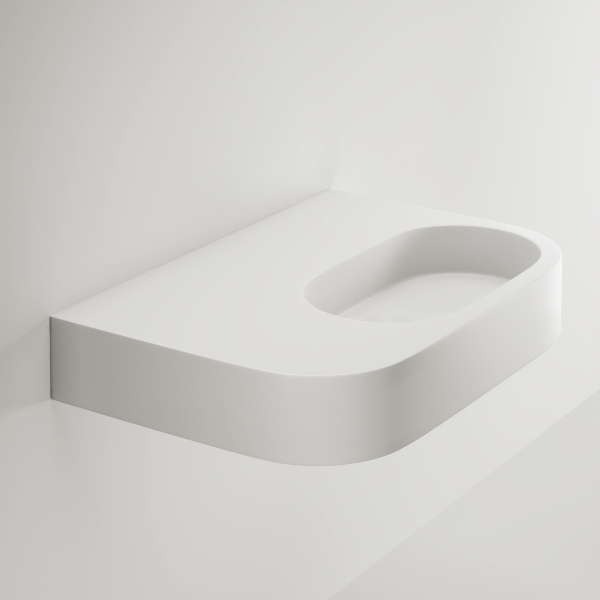Aliro Accessible Wall-Hung Basin - Left Shelf - Gloss White