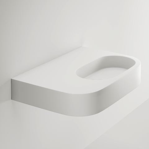 Aliro Accessible Wall-Hung Basin - Left Shelf - Gloss White