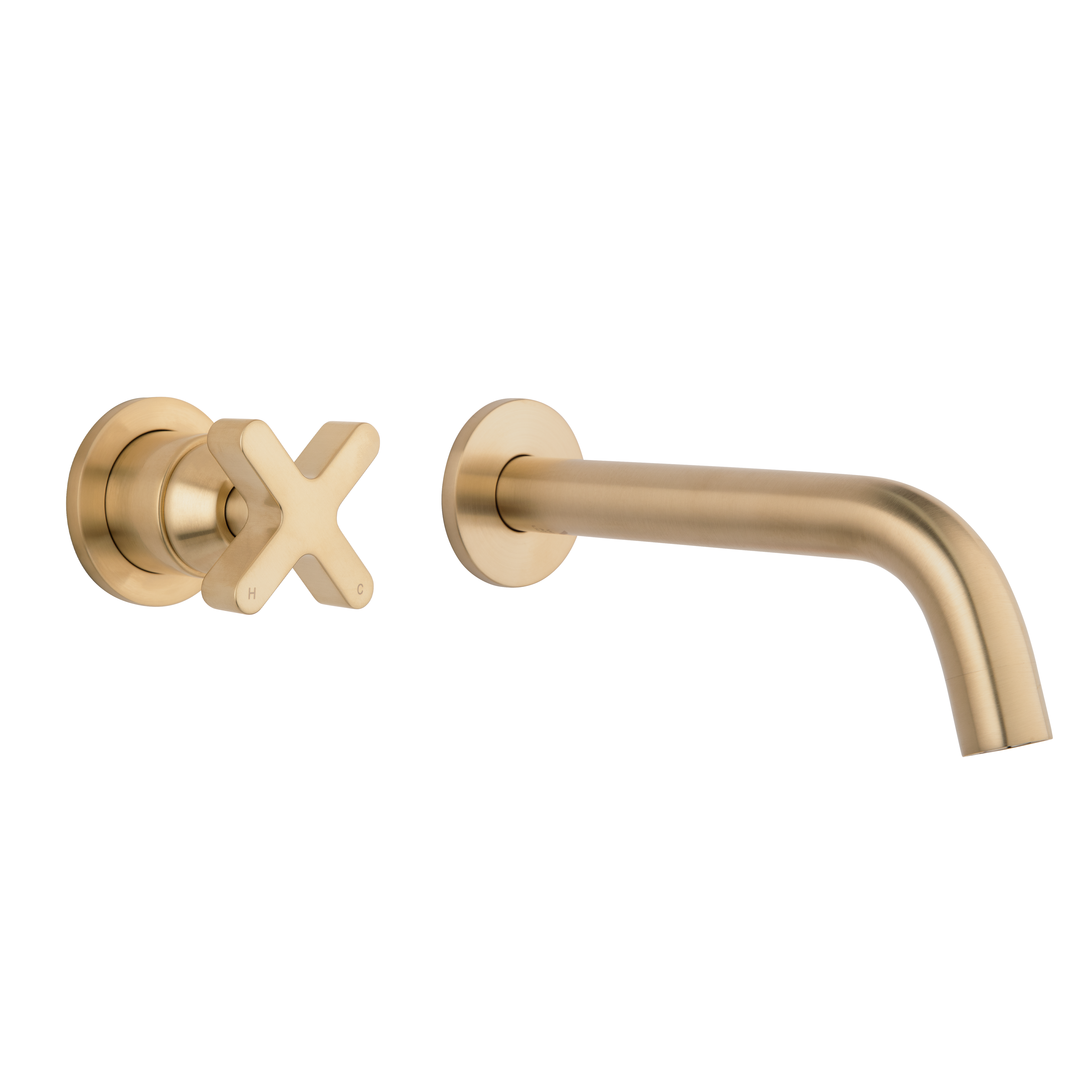 Cross Progressive Mixer & Spout Set - Brushed Brass