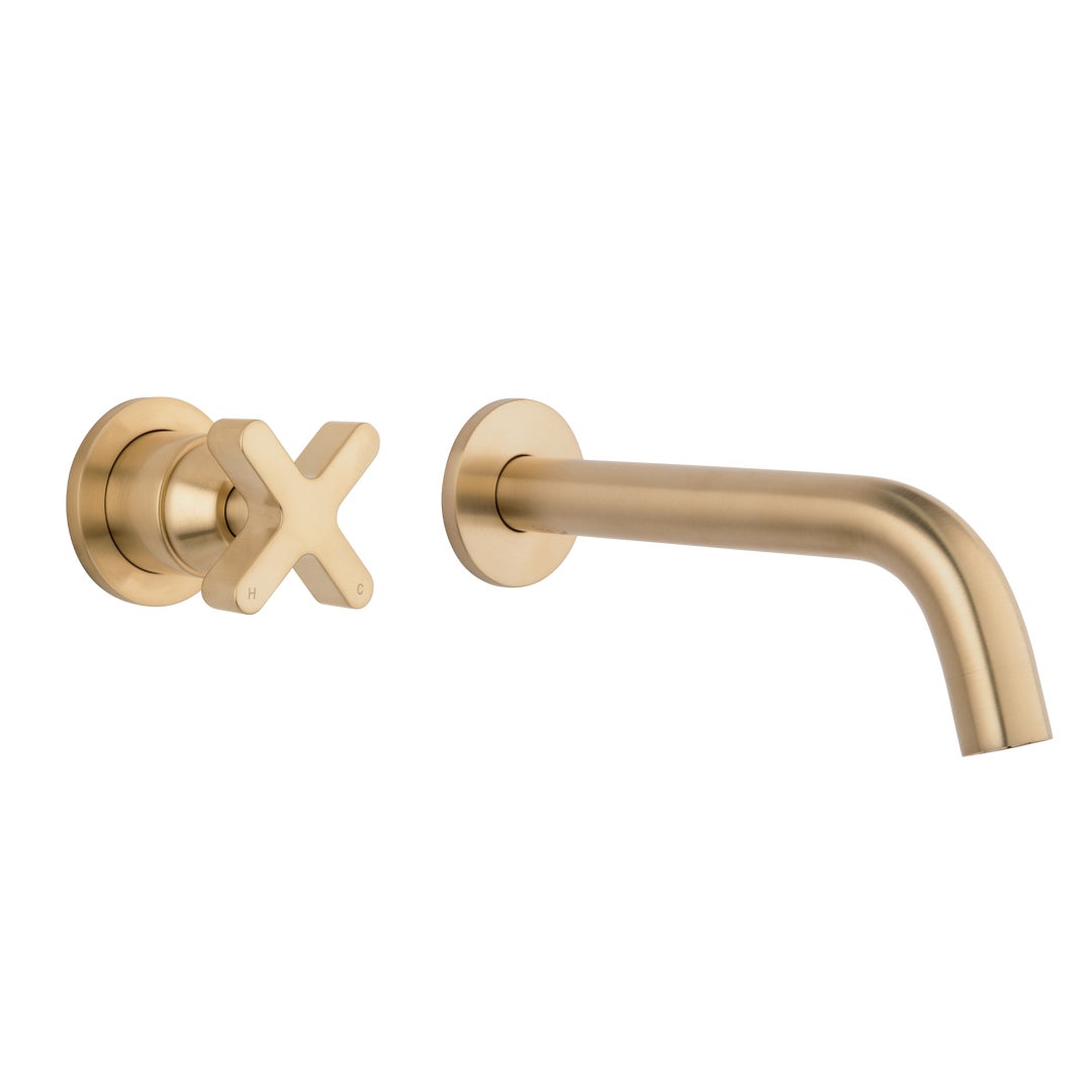 Cross Progressive Mixer & Spout Set - Brushed Brass