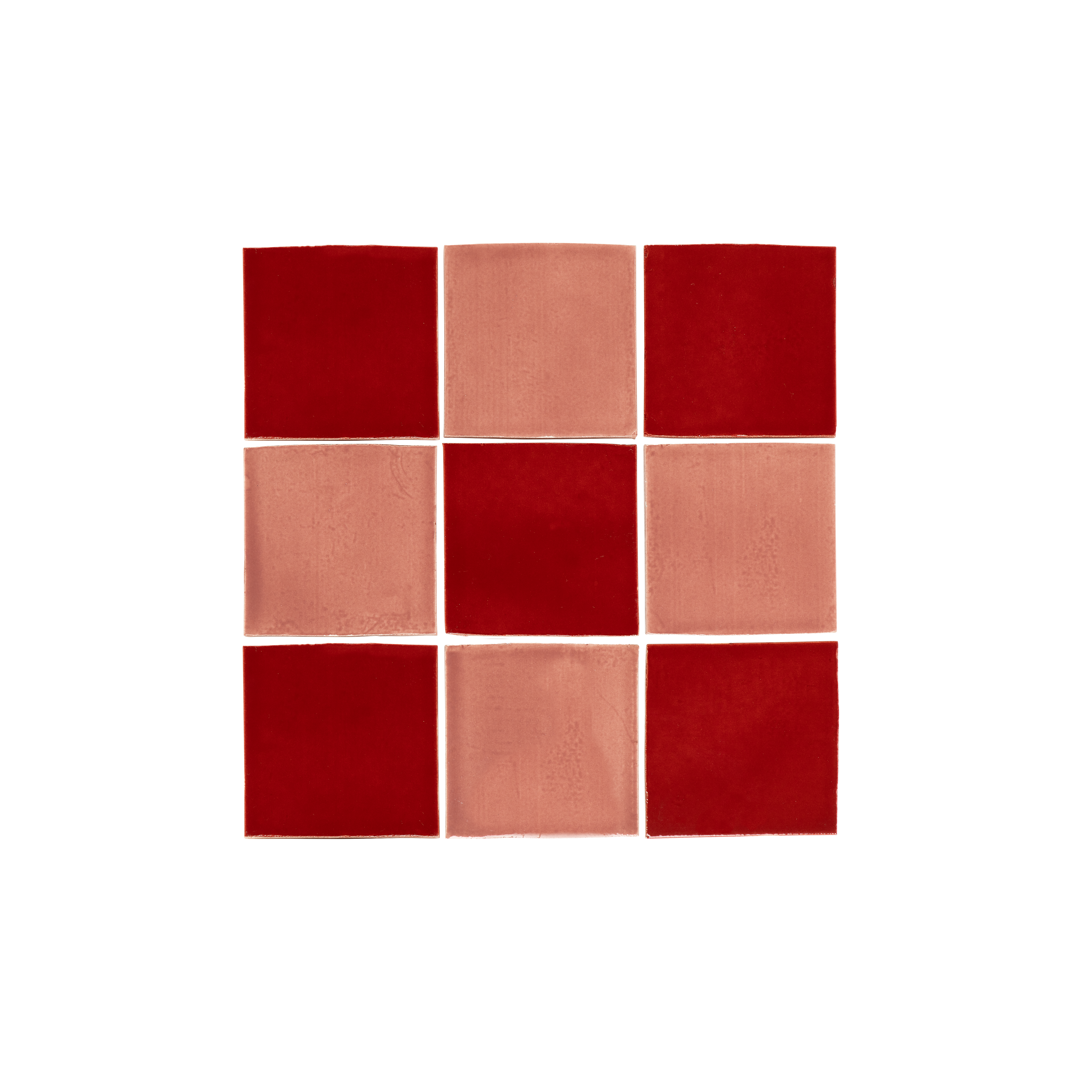 Rommani Zellige Checkerboard Tiles - Cherry & Desert Rose