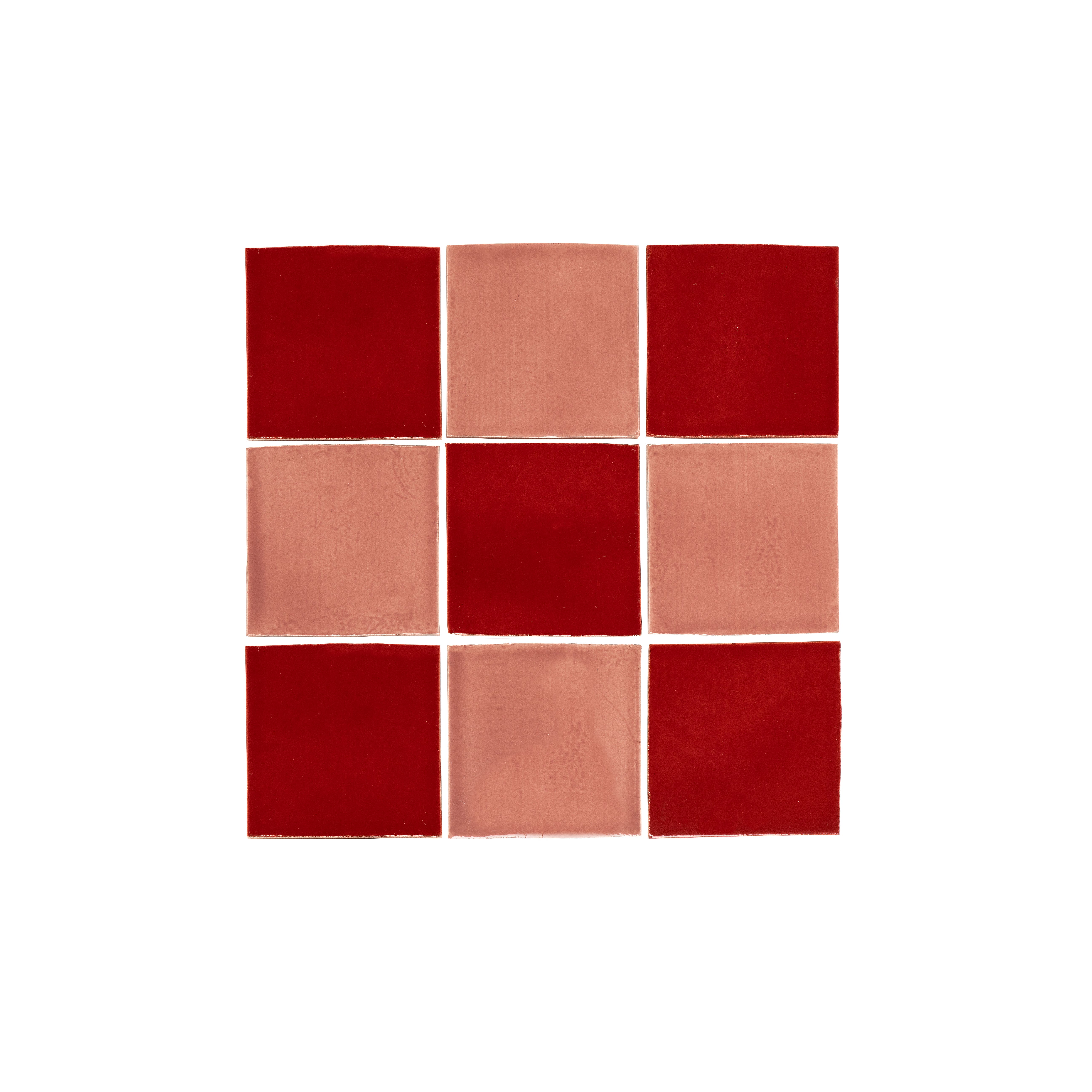 Rommani Zellige Checkerboard Tiles - Cherry &amp;amp; Desert Rose