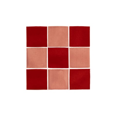 Rommani Zellige Checkerboard Tiles - Cherry & Desert Rose