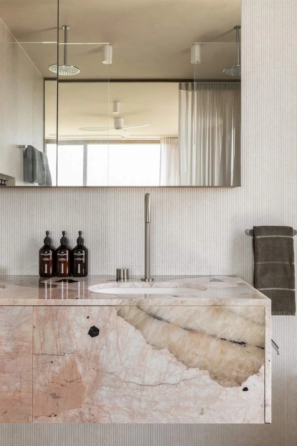 Bathroom Lighting Ideas Pink Marble Vanity Inset Basin