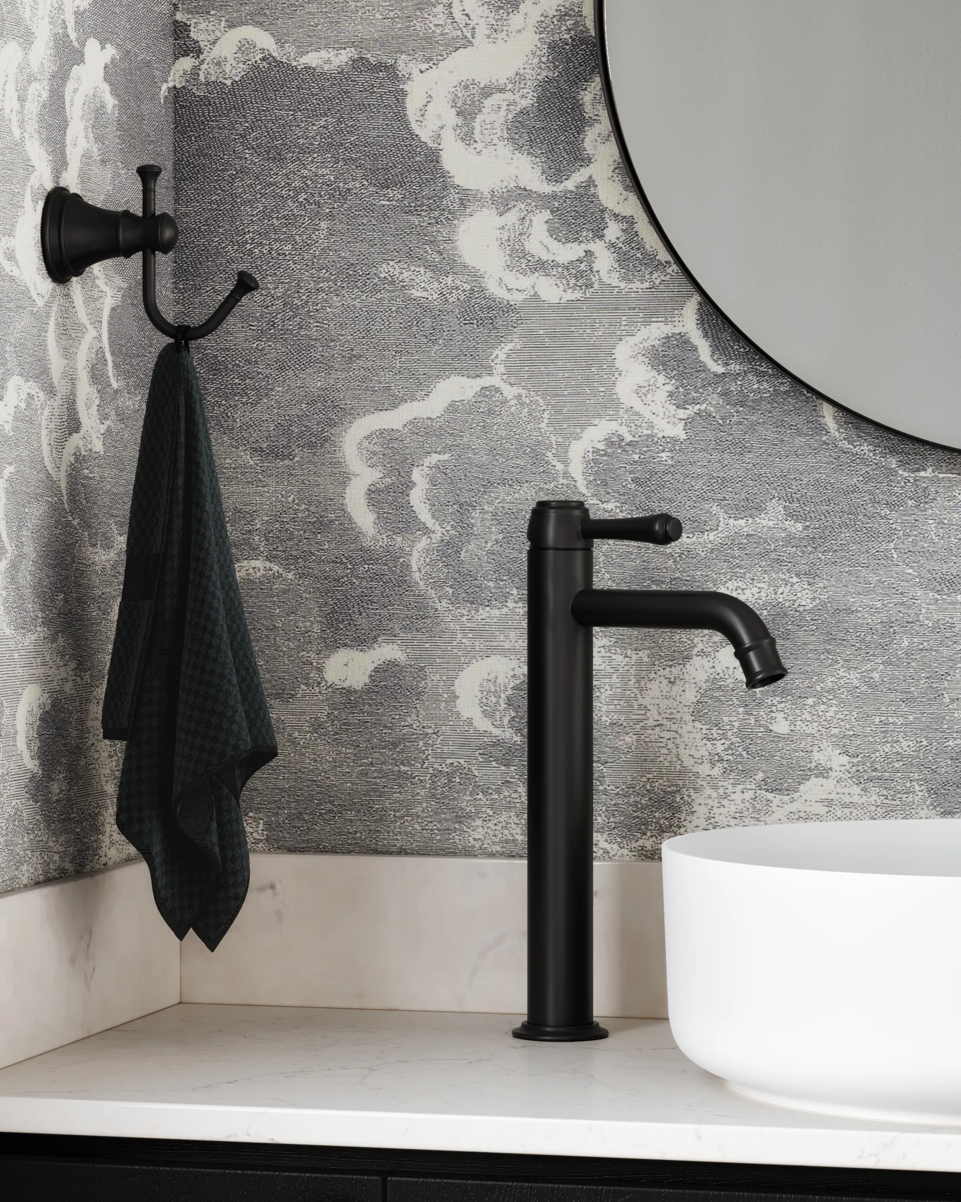 Kingsley Extended Basin Mixer with Celine Basin and Pika Knob V2 MB