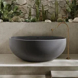 Melia Concrete Bath Sola Bath Filler Insetting FullShot Indoor GreyBath AntiqueAurum