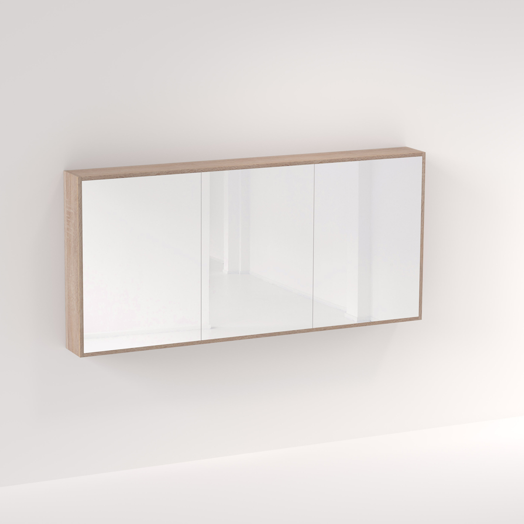 Myra 3 Door Mirror Cabinet 1728mm - White Ash Oak
