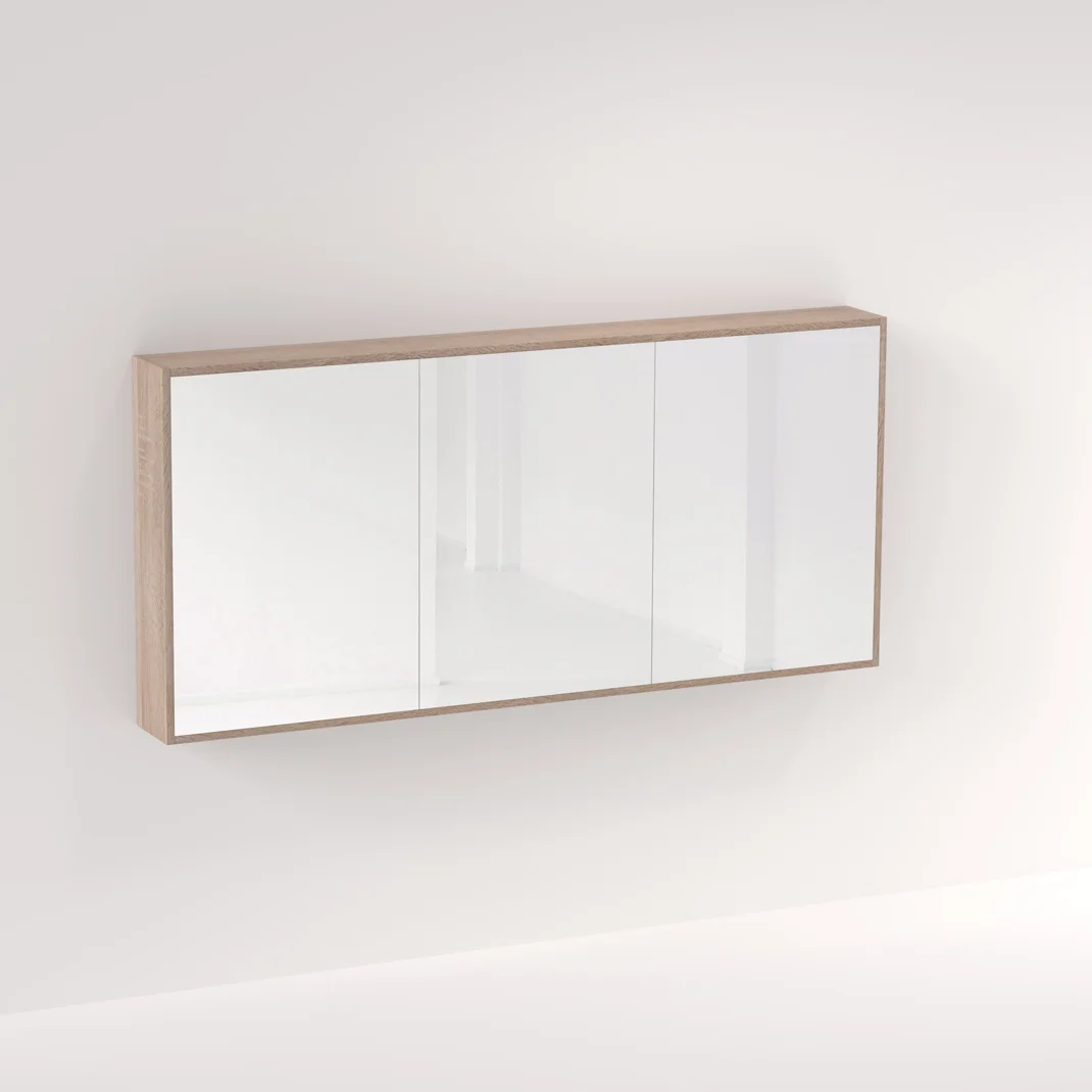 Myra 3 Door Mirror Cabinet 1728mm - White Ash Oak - Feature