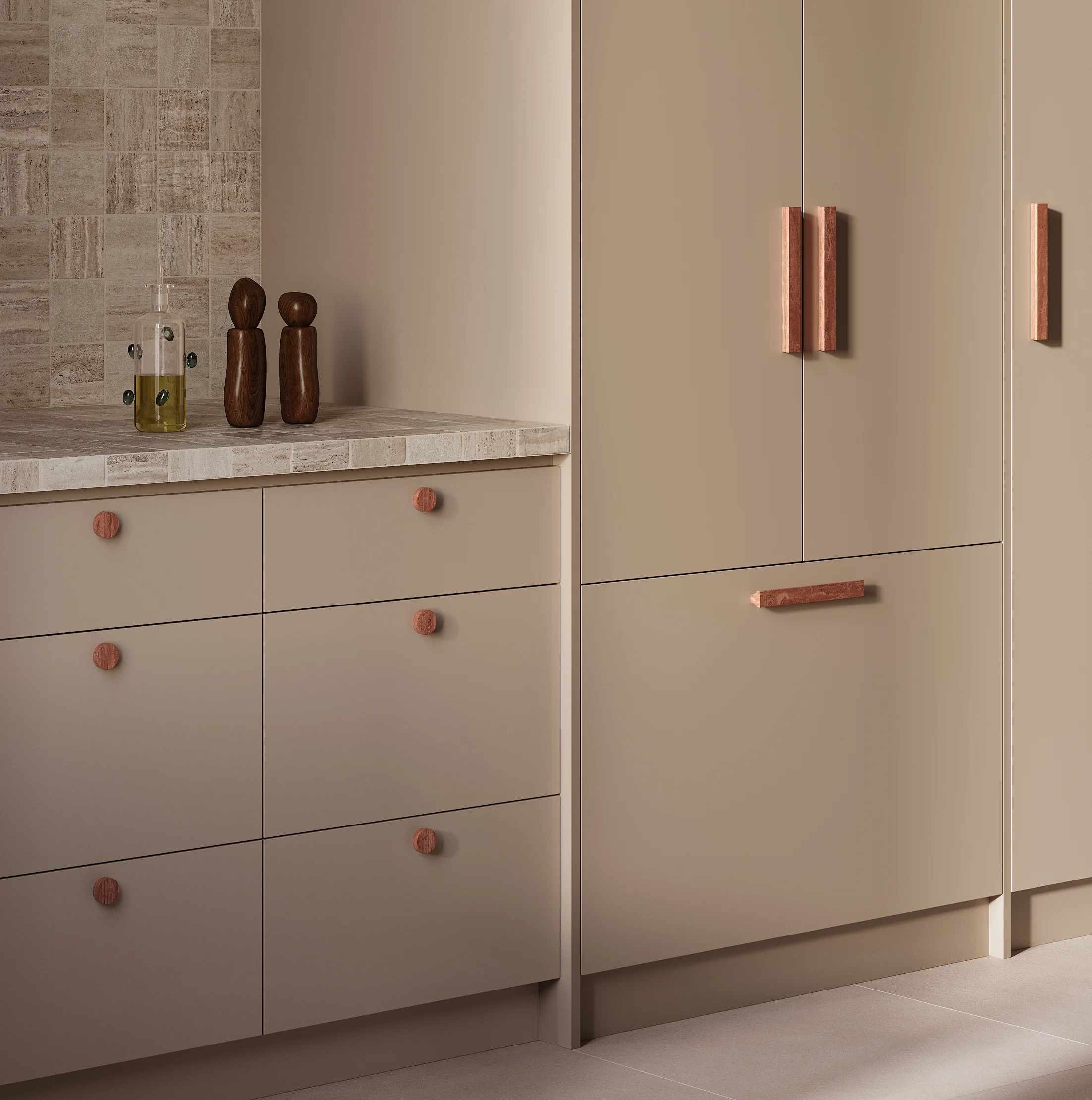 Pedra%20Cabinetry%20Pull%20220mm%20Pedra%20Large%20Knob%2035mm Red%20Travertine