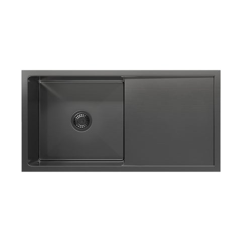 Jai Kitchen Sink Single 880mm - Brushed Gunmetal (Overflow)