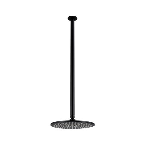 Shower Dropper Extended Round 600mm & Head Set - Matte Black