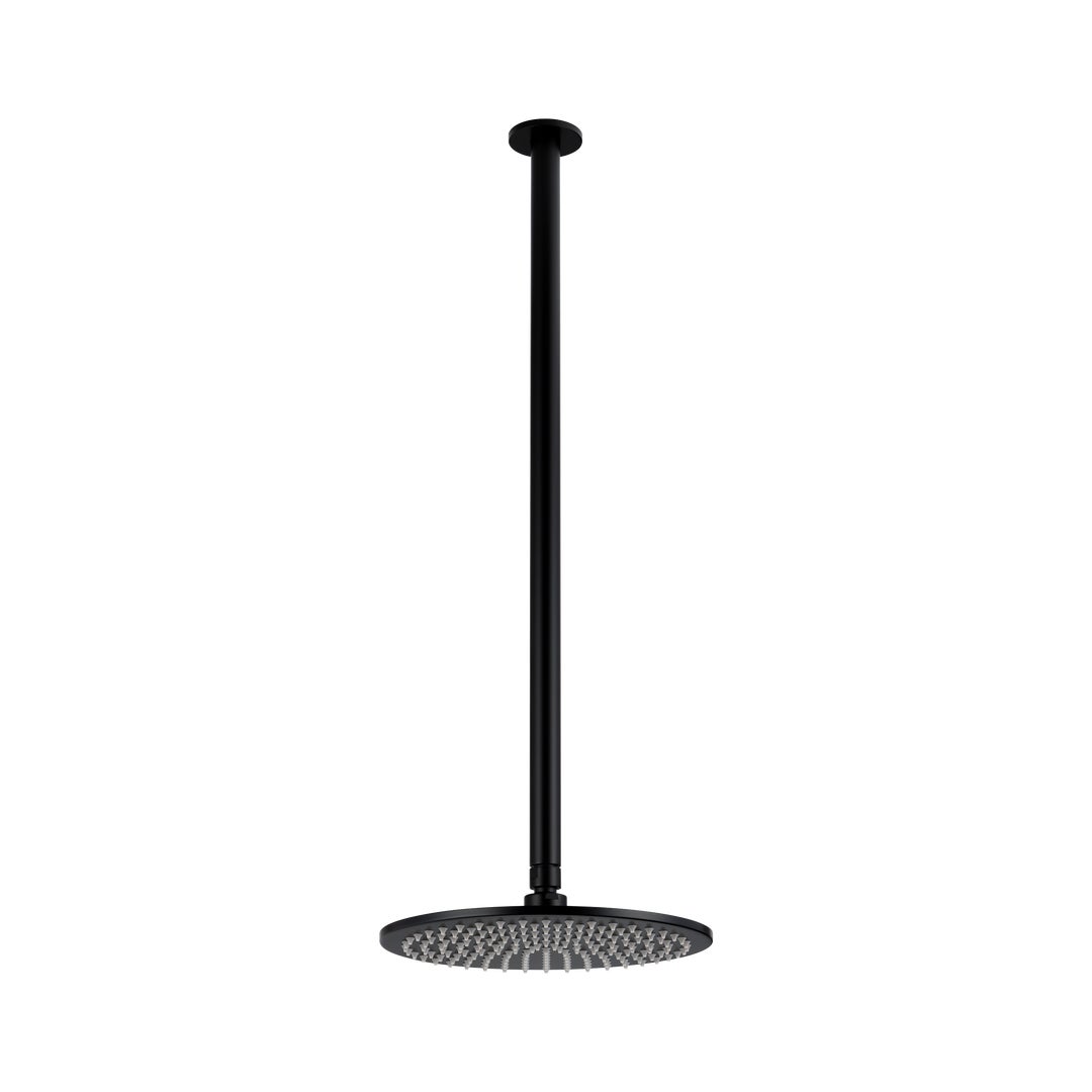 Shower Dropper Extended Round 600mm & Head Set - Matte Black