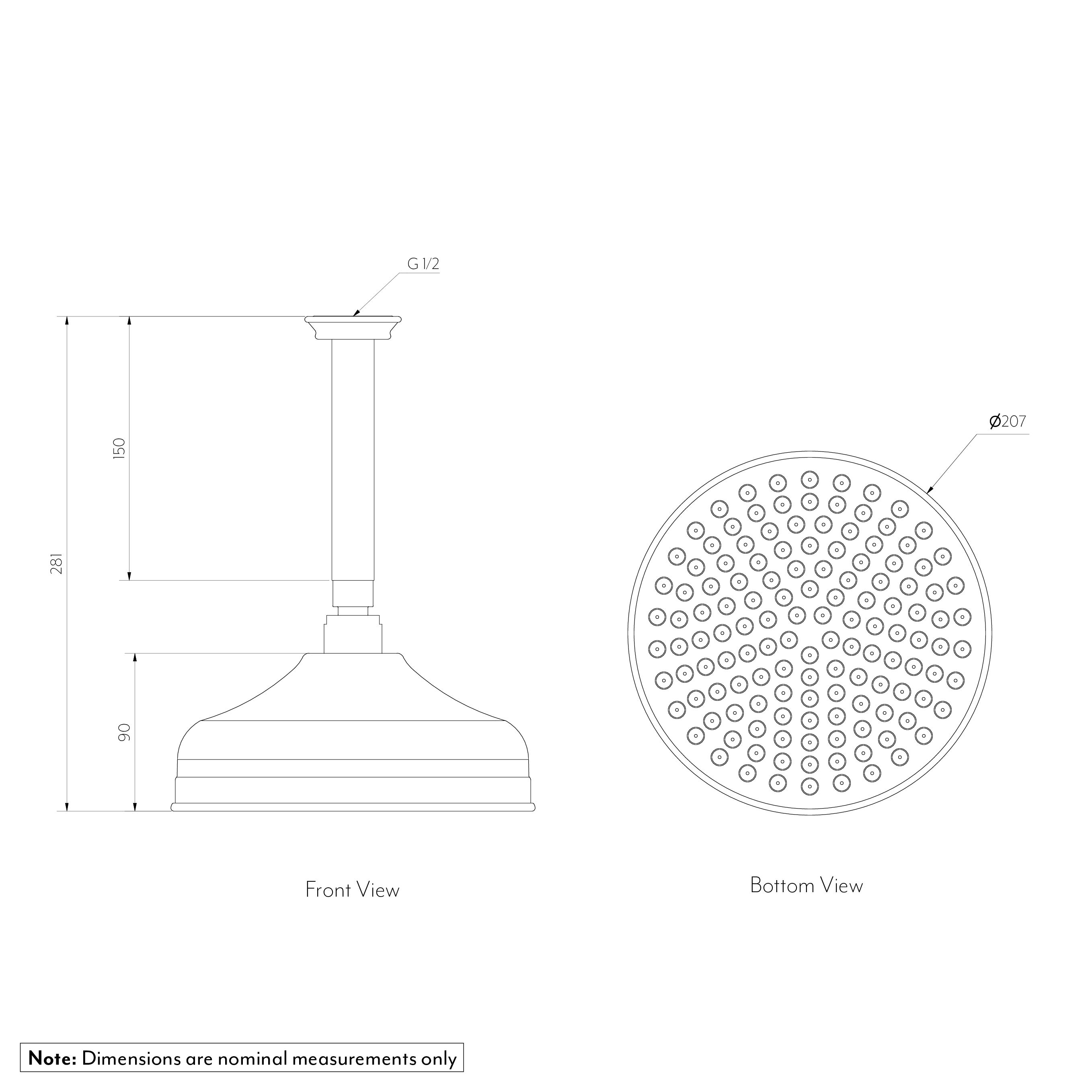 Kingsley%20Shower%20Dropper%20150mm%20%20%20Head%20Set SPEC