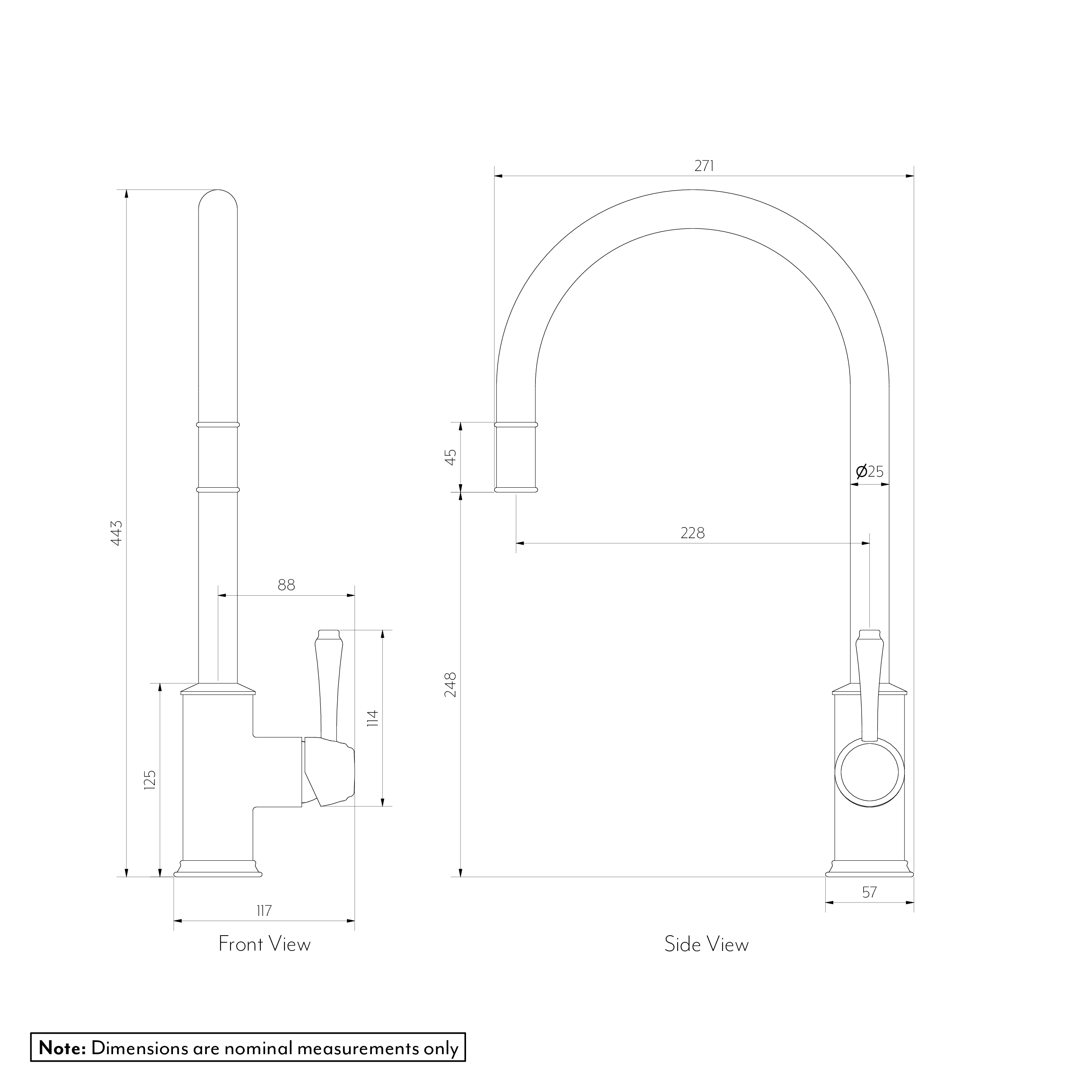 Kingsley Commercial Pull-Out Kitchen Mixer SPEC2