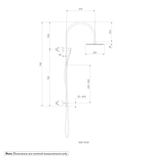 Elysian Gooseneck - Shower Rail Set - Brushed Brass - Specifications 1