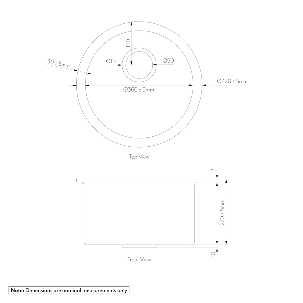 VeraRoundSink SPEC-01