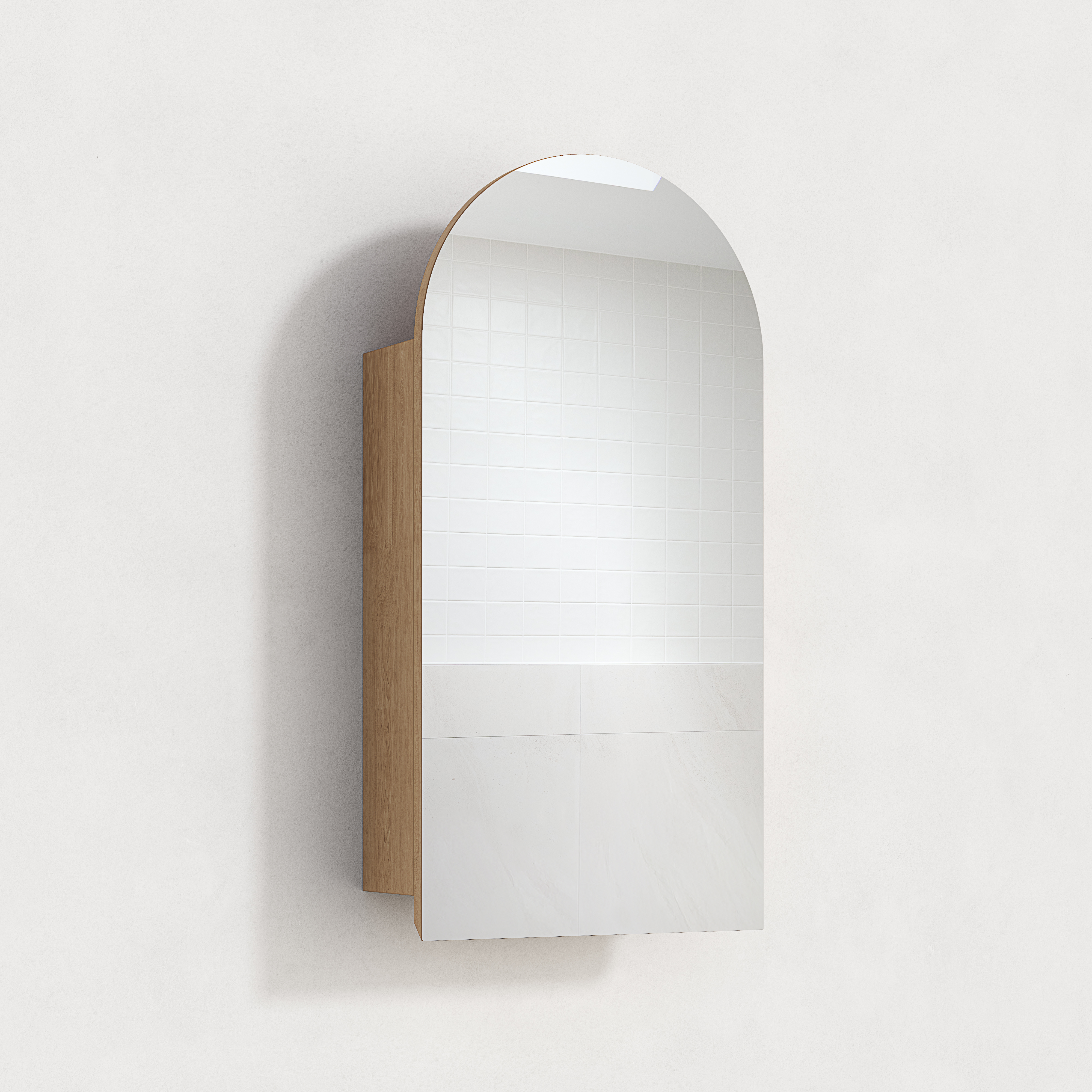 Mona Arch Mirror Cabinet - 450 x 900mm - Pure Oak