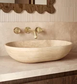 Pedra Oval Basin Beige Travertine V2