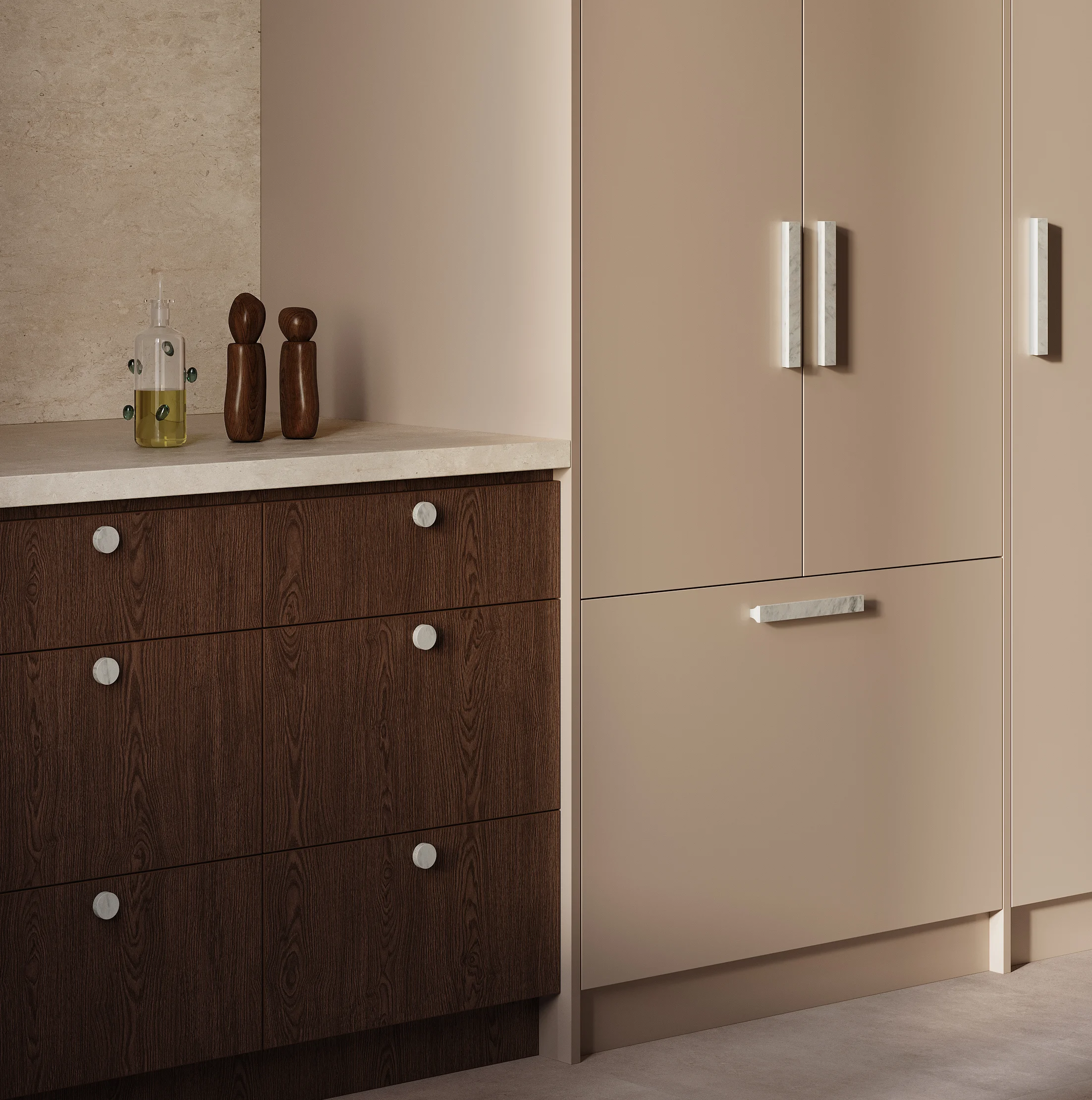 Pedra%20Cabinetry%20Pull%20220mm%20Pedra%20Large%20Knob%2035mm Carrara%20Marble