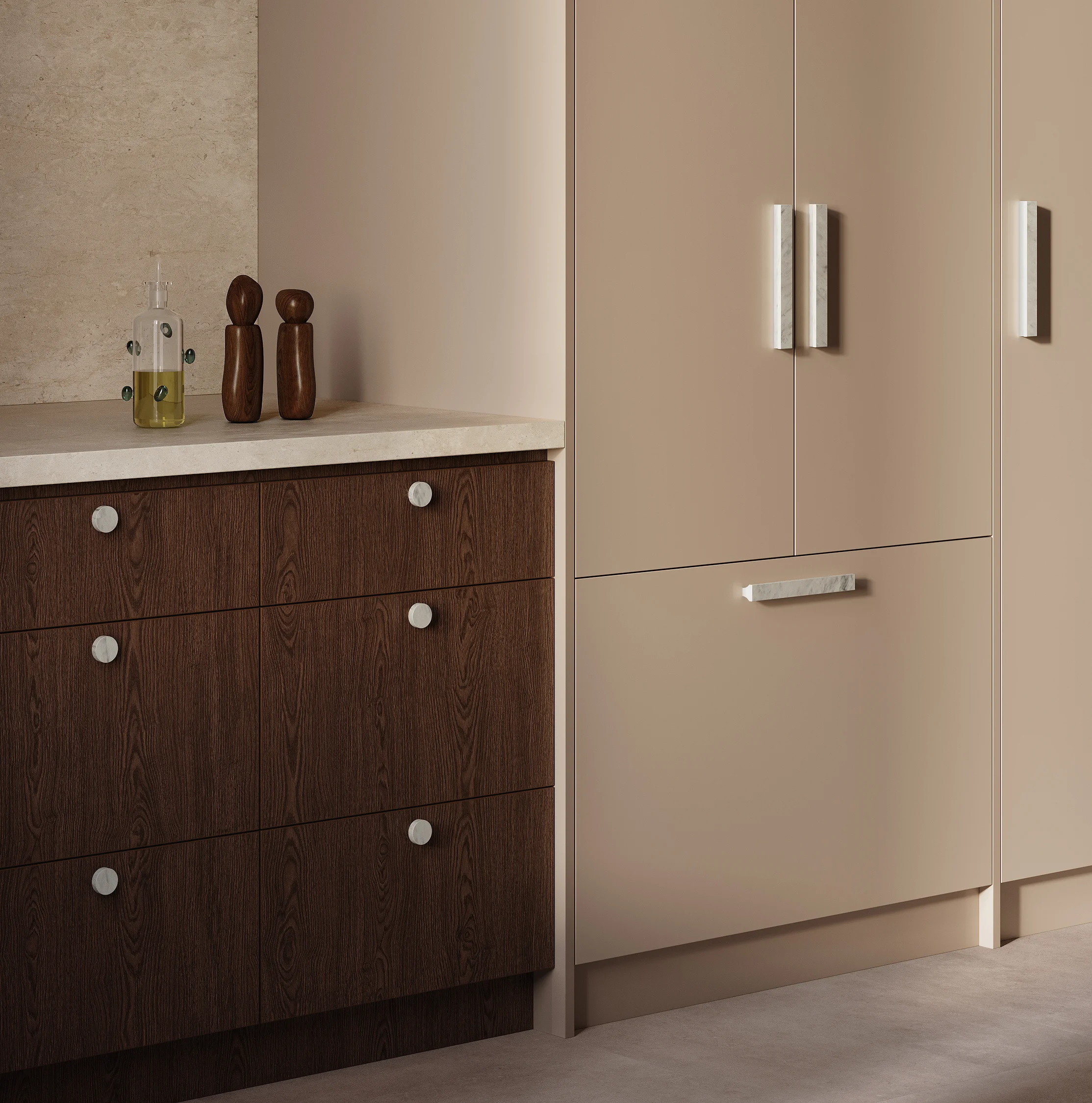 Pedra%20Cabinetry%20Pull%20220mm%20Pedra%20Large%20Knob%2035mm Carrara%20Marble