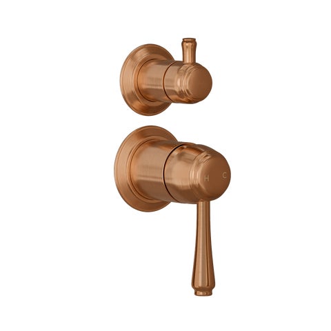 Kingsley Thermostatic 3-Way Diverter - Brushed Copper