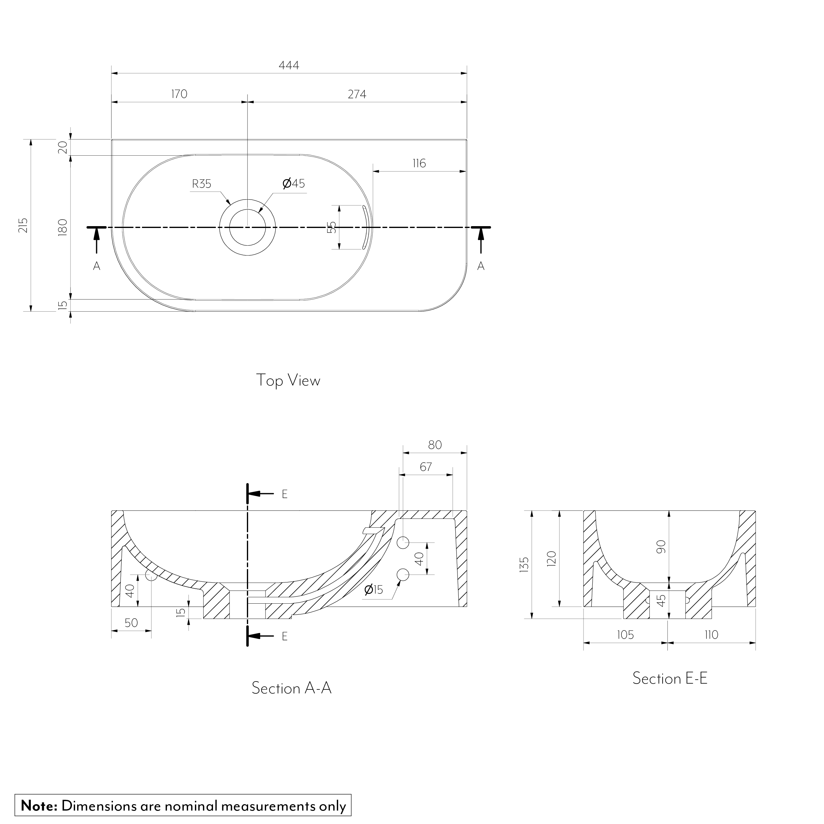 Vesi Wall-Mounted Basin Overflow Gallery Spec