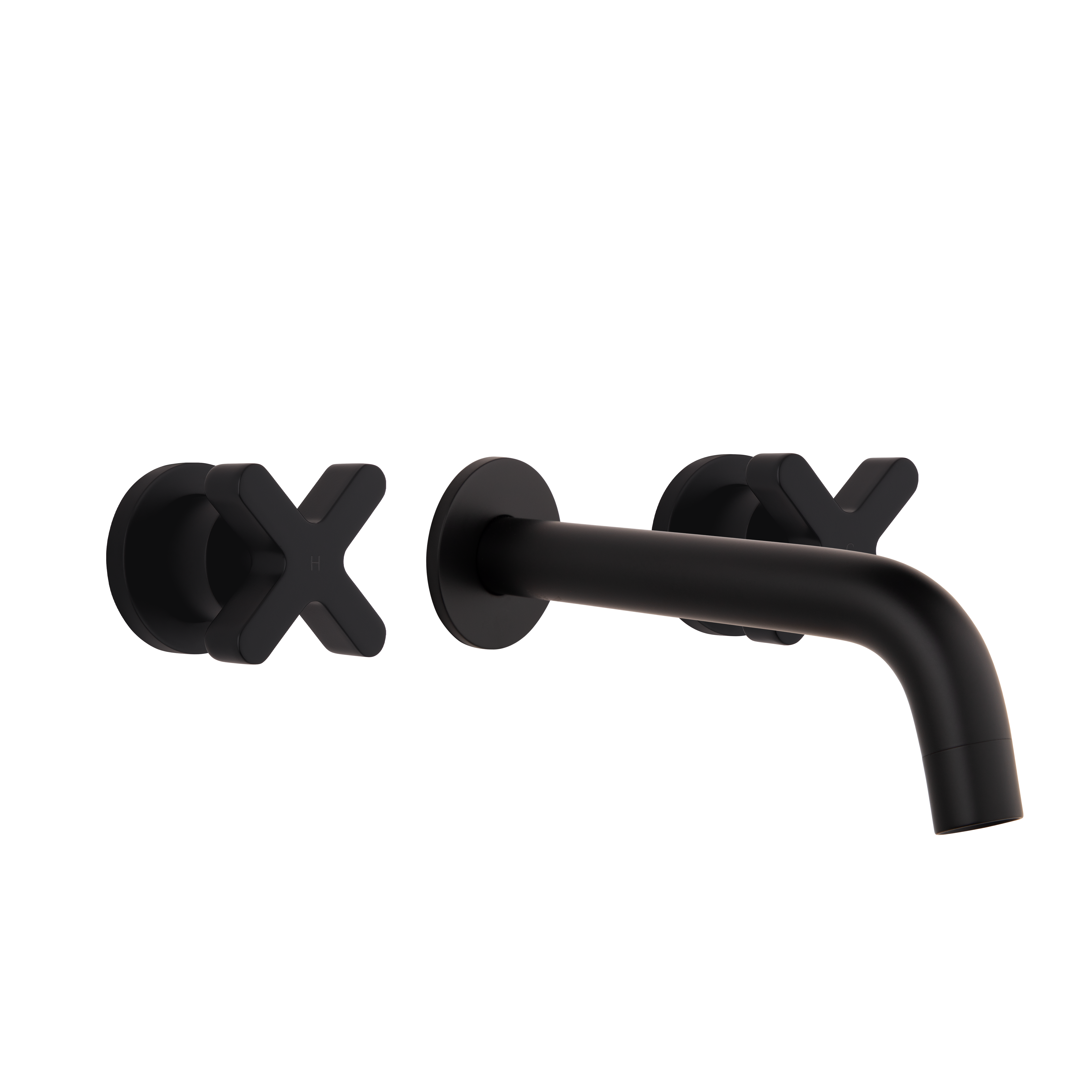 Cross Assembly Taps & Spout Set - Matte Black