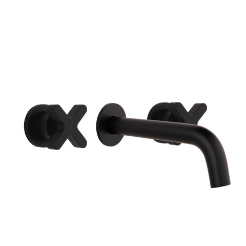Cross Assembly Taps & Spout Set - Matte Black