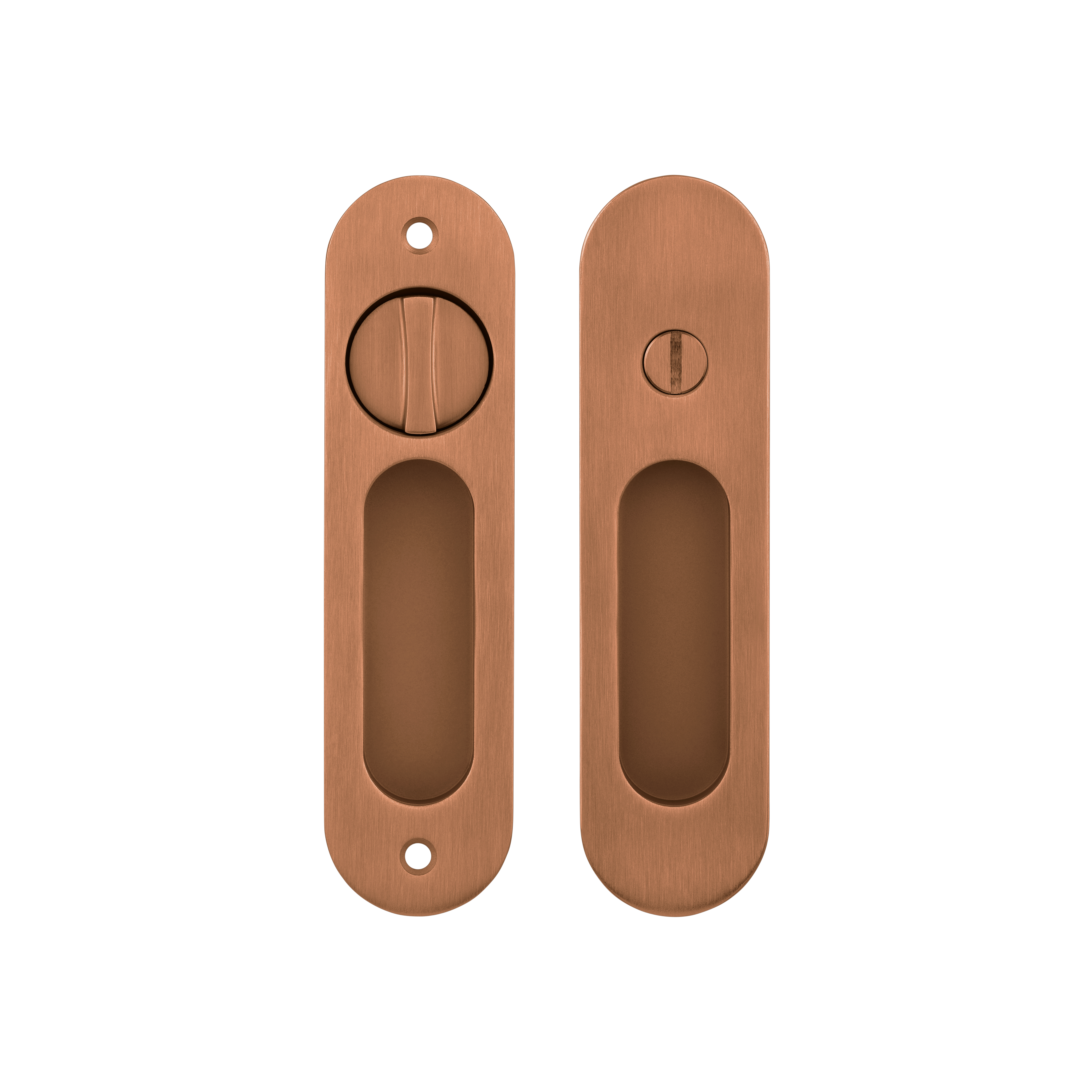 Leroy Sliding Door Privacy Set - Brushed Copper