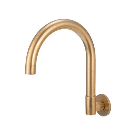 Gooseneck Wall-Mounted Swivel Spout - Tumbled Aged Brass