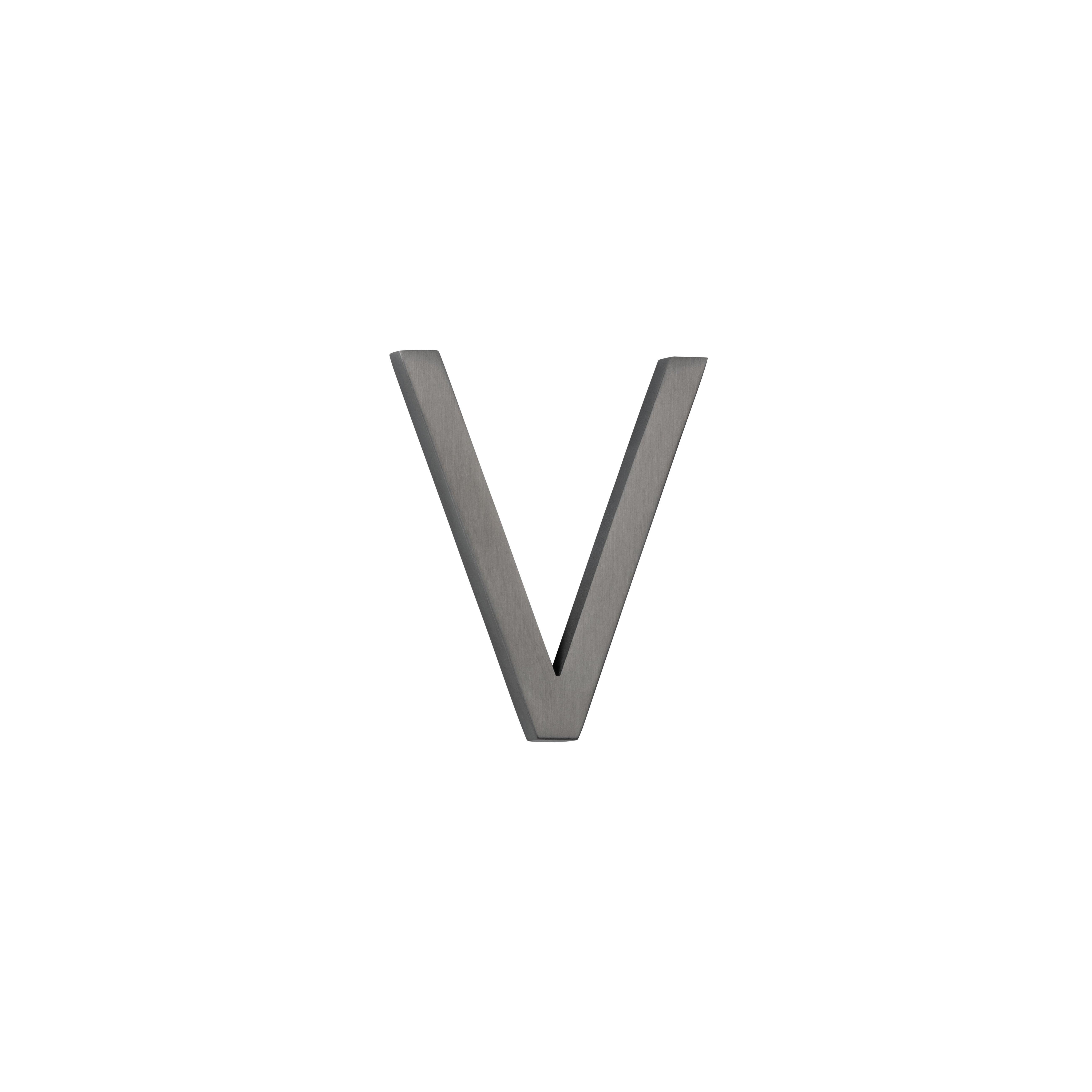V Letter - 60mm - Brushed Gunmetal