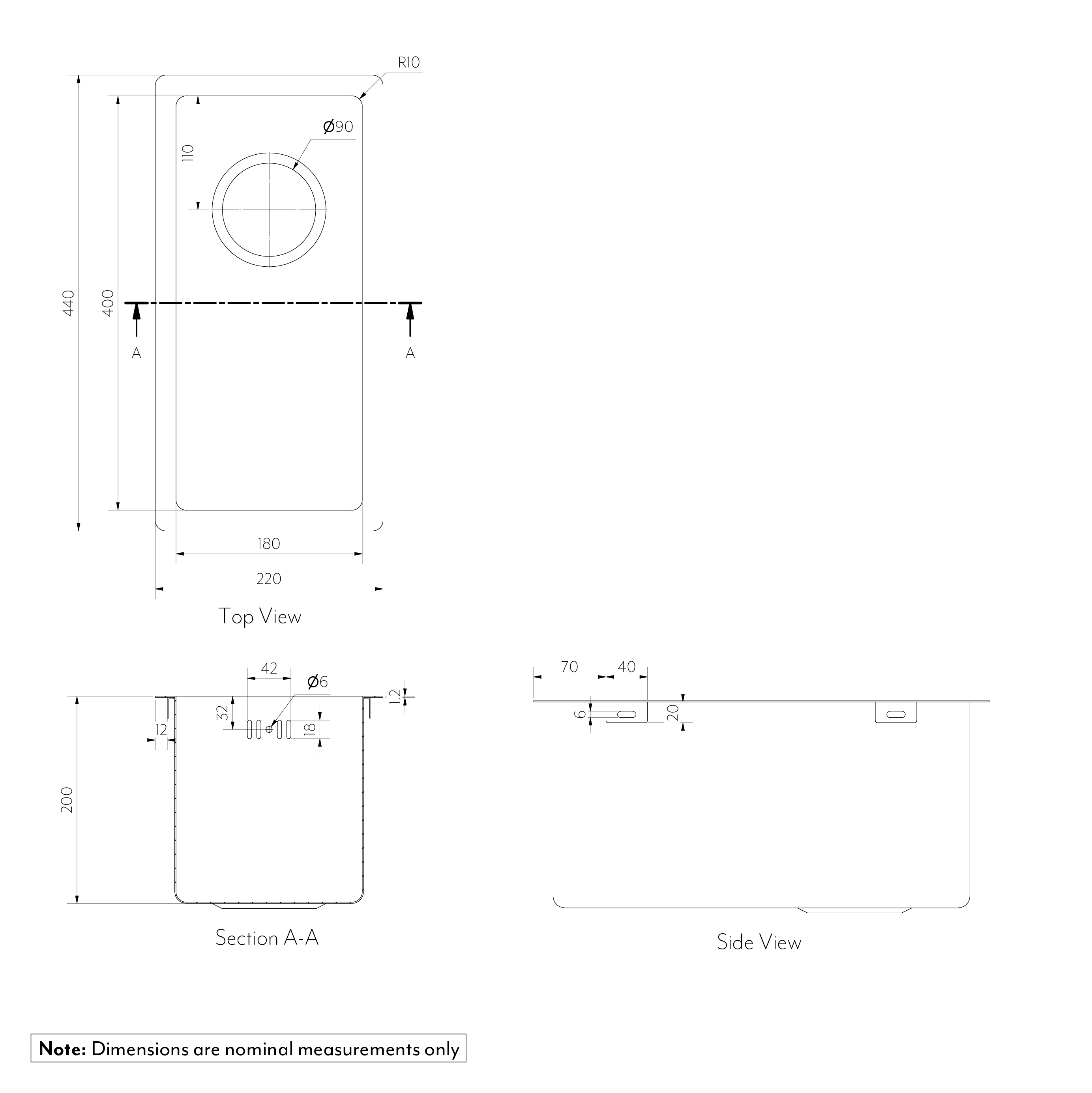 Sola Small Outdoor Sink Overflow SPEC