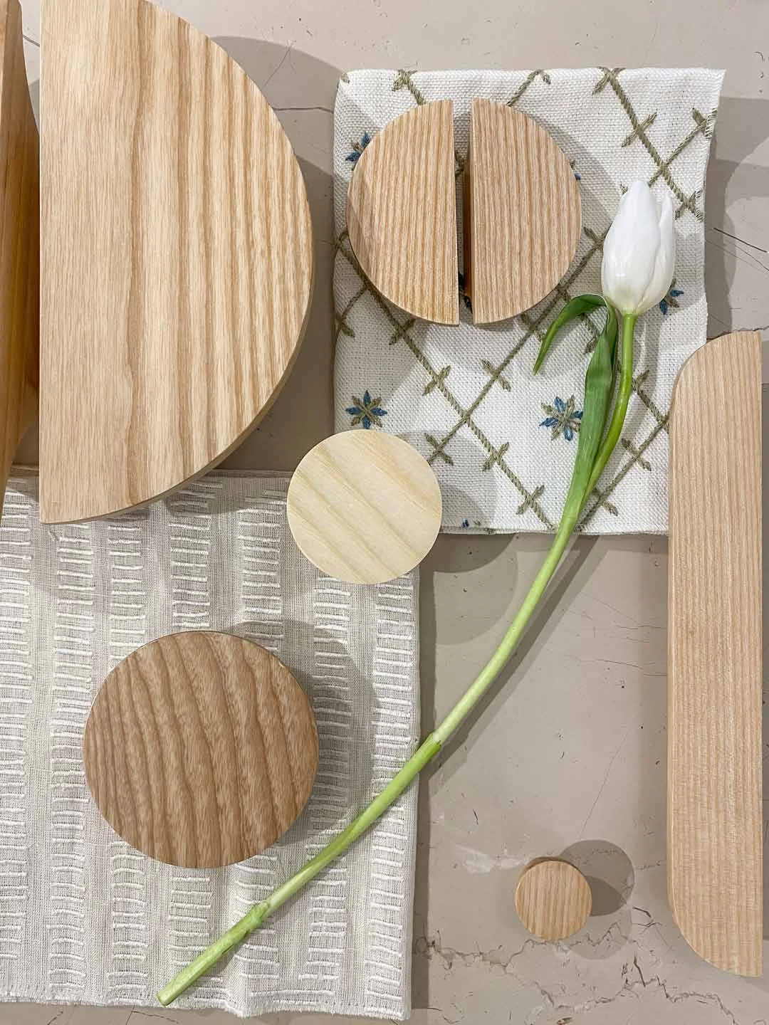 London Design Week 2023 timber cabinetry pulls for a biophilic and wabi sabi focused moodboard