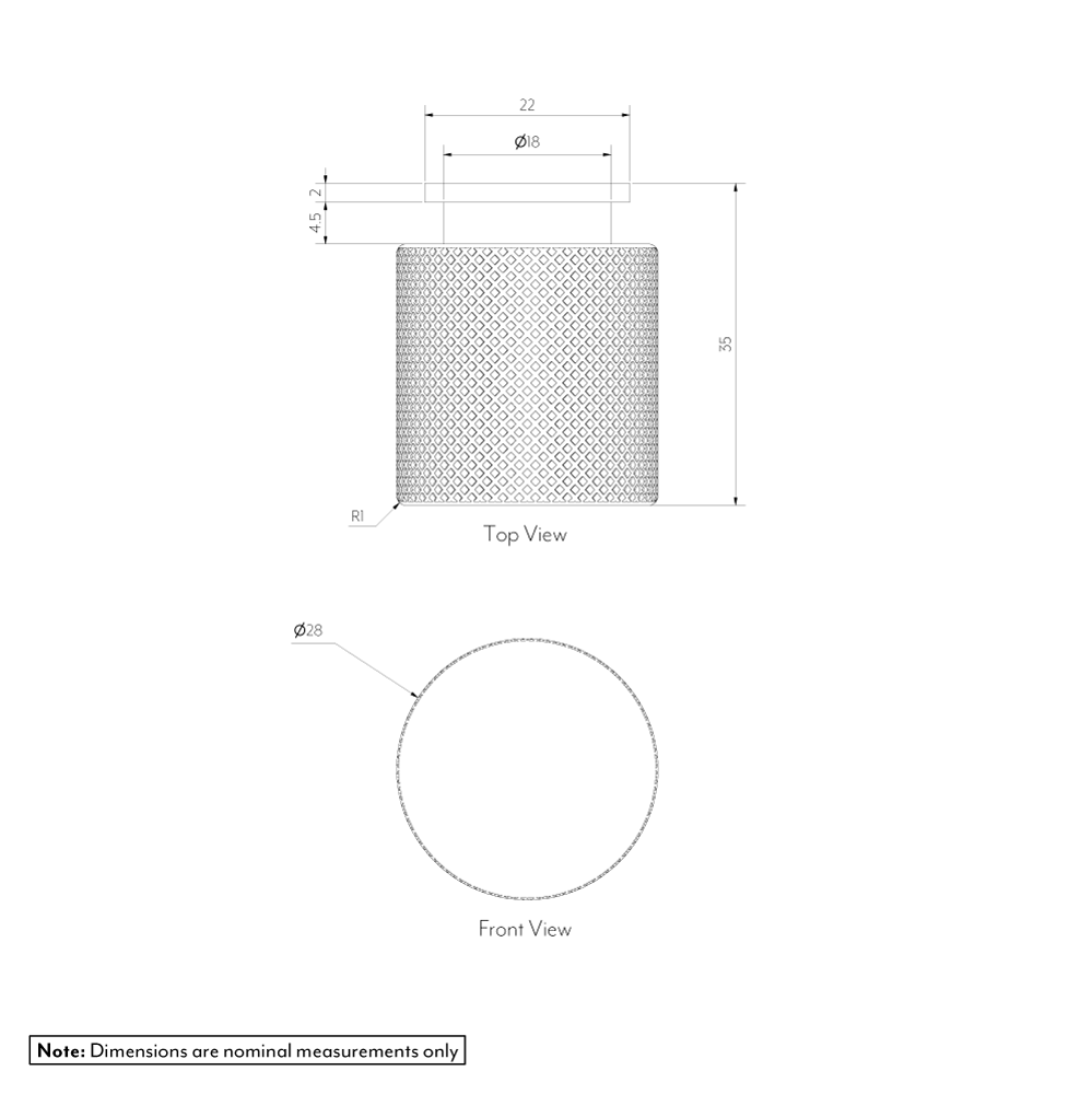 Tezra Textured Cabinetry Knob Specifications