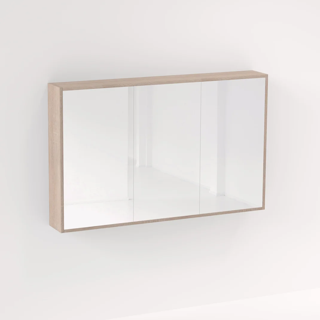 Myra 3 Door Mirror Cabinet 1278mm - White Ash Oak - Feature