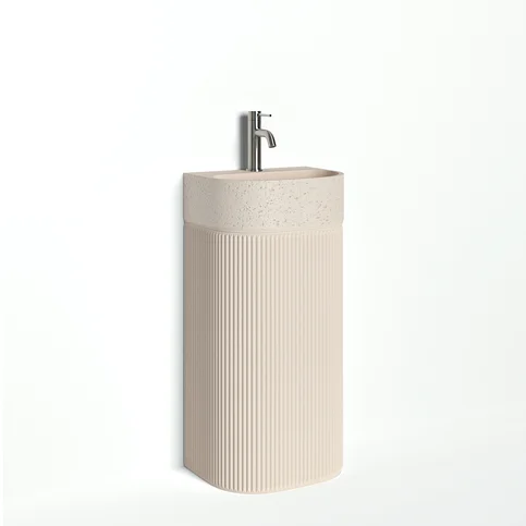 Nelios Concrete Pedestal Basin - Almond