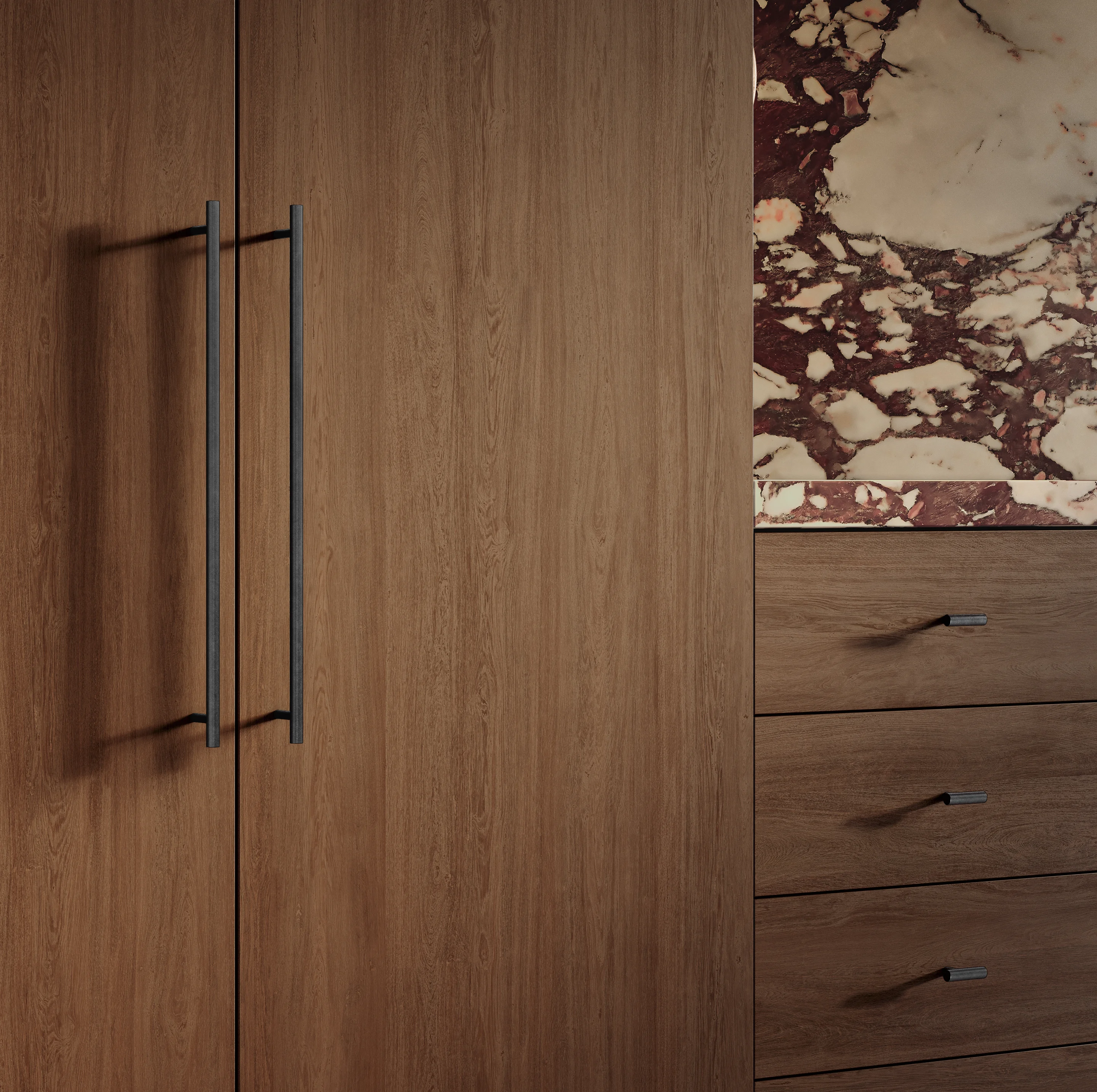 Antique%20Collection%20Kitchen%20Scene%20Close%20Up View%20E %20Tezra%20Cabinetry%20T-Pull%20500mm Slate