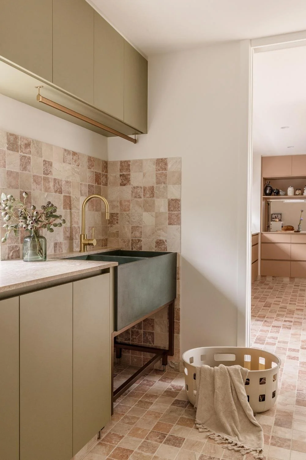 Tile Texture Blush Pink Square Tile Laundry