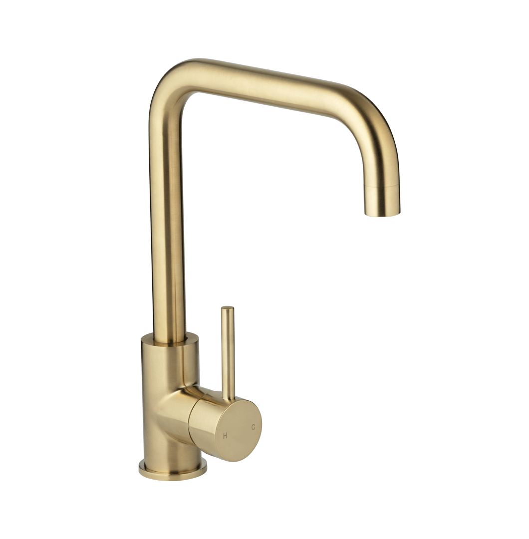 Eden Square Kitchen Mixer - Brushed Brass - Feature