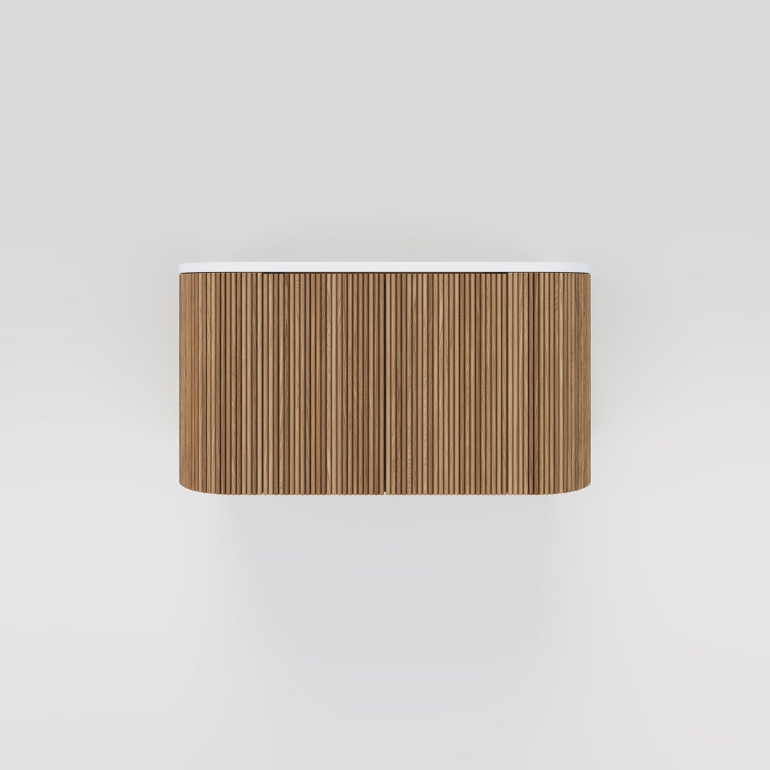 Kairi Curved Fluted Vanity 900mm - Oak Timber