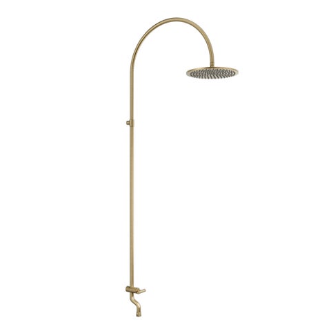 Sola Garden Outdoor Shower Set - Tumbled Aged Brass