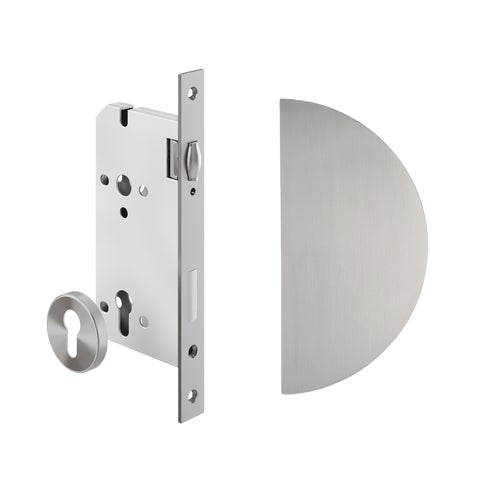Imes Half Moon Entry Door Pull & Lock Set - Stainless Steel