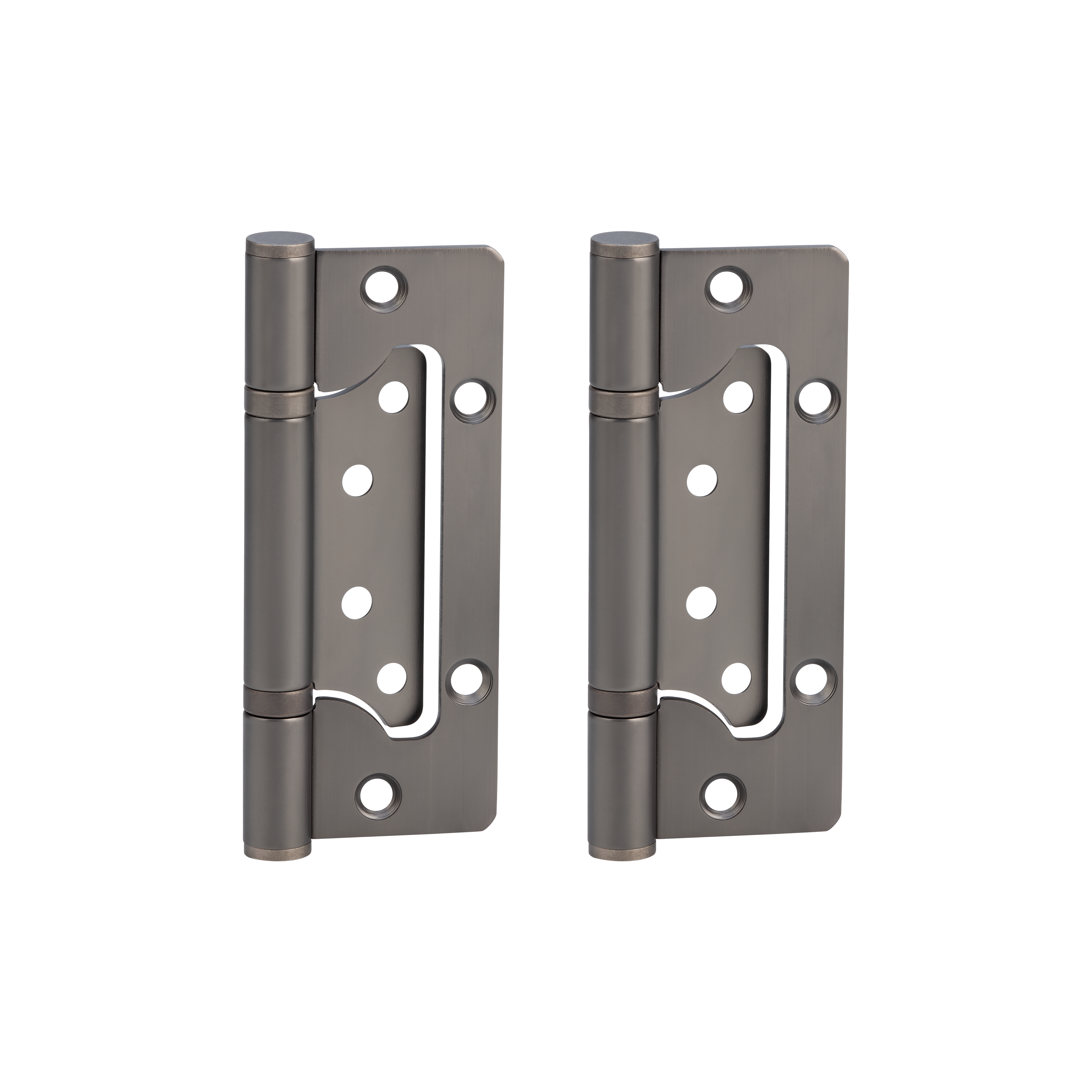 Ellis Flush Door Hinge Pair 130mm - Brushed Gunmetal