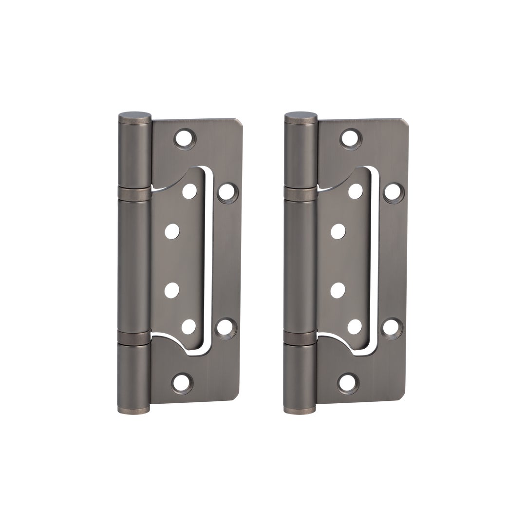 Ellis Flush Door Hinge Pair 130mm - Brushed Gunmetal