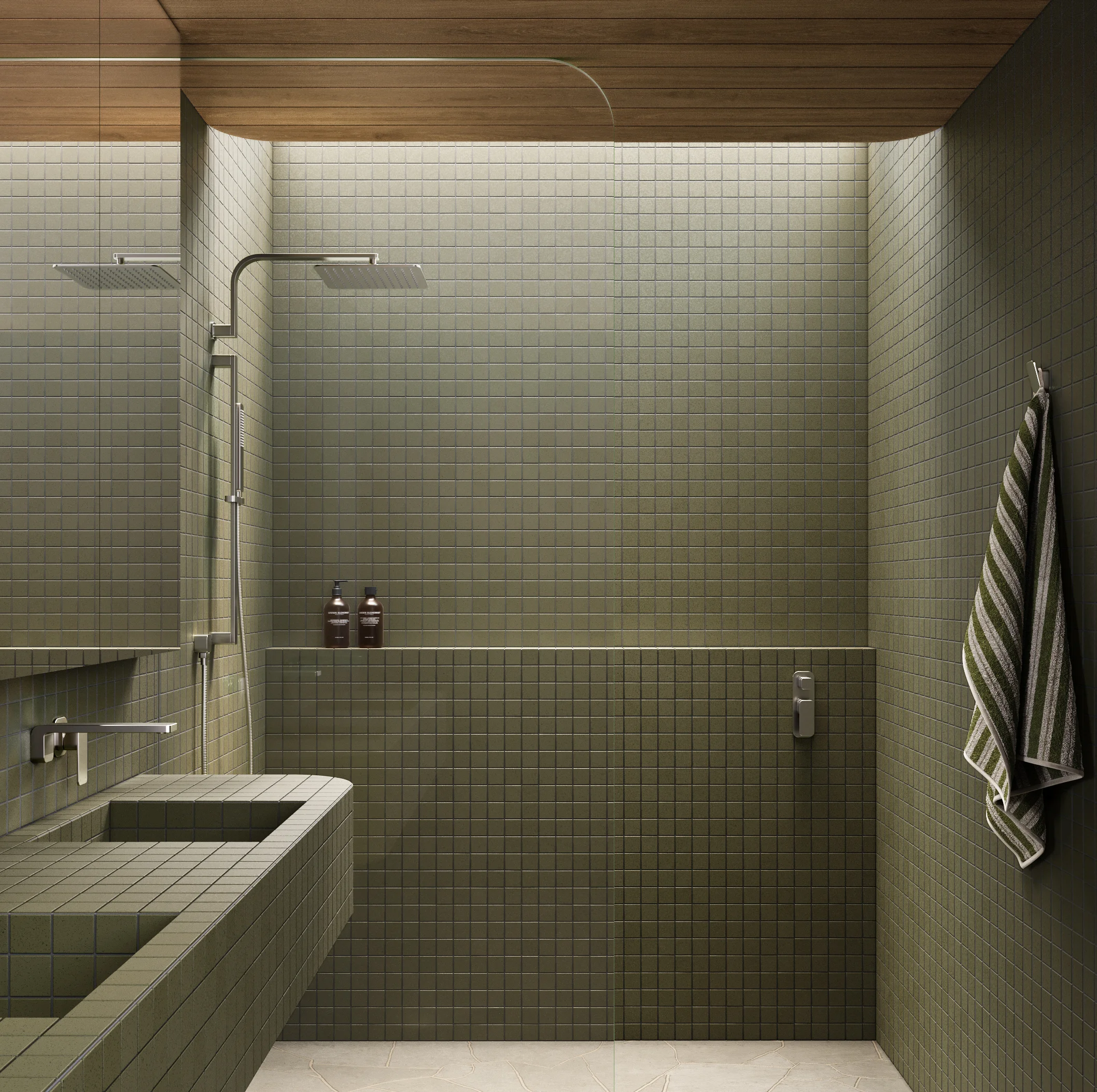 Shower Full%20Shot NESSO Shower%20Arm-Robe%20Hook SS with%20towel